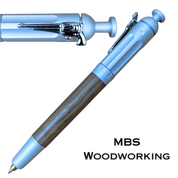 Handcrafted Wood Revolver Pen Pistol Shaped Clip Gun Lover Gift Exotic Cocobolo - Picture 3 of 7